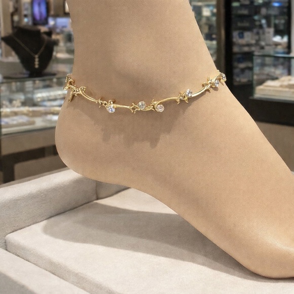 Avon Jewelry - Avon Vine Anklet Bracelet – Gold Tone Rhinestone